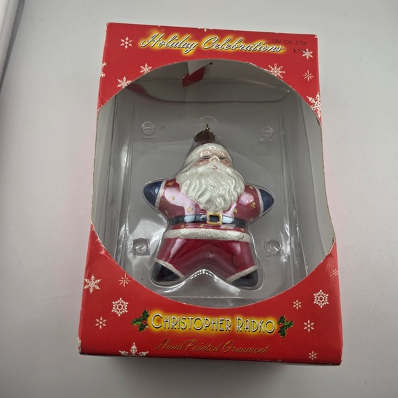 VTG Christopher Radko Hand Painted Santa Star Ornament Holiday Celebrations - Picture 1 of 7